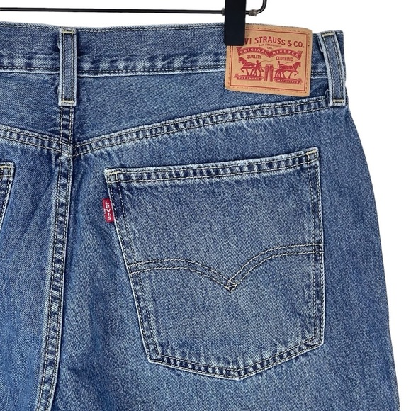 Levis Jeans Womens 32 Low Pro Straight Slouchy High Rise Ripped Knee Rigid Denim - Picture 7 of 9